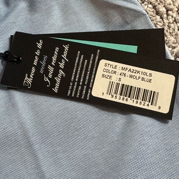 Greyson Mens size Omaha Long Sleeve Polo Wolf Blue Cotton Blend Cooling Fabric - Picture 16 of 16